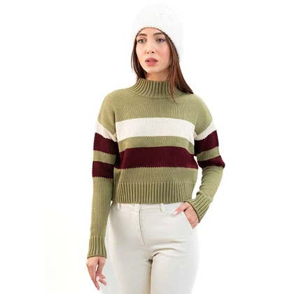 بافت یقه ایستاده اورسایز زنانه - 03251116