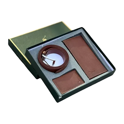 ست هدیه سه تکه مردانه چرمی پولو POLO LUXURY مدل PL293-3 (کیف پول، کمربند، جاکارتی)