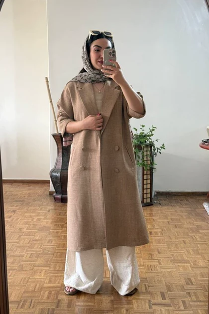 کت بلند یقه انگلیسی لینن