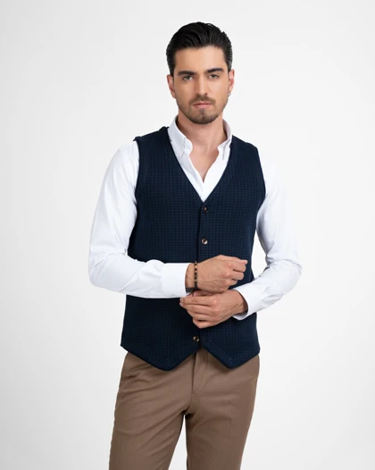 ام کی کالکشن جلیقه رسمی mk-5882-navy-blue