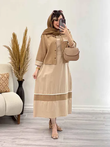 ست کت و پیراهن تک جیب ریش دار