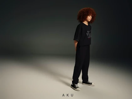 تیشرت AKU مشکی گلدوزی دخترانه و پسرانه s00869