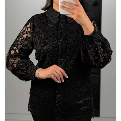 شومیز مجلسی زنانه مدل گیپور تمام مخمل