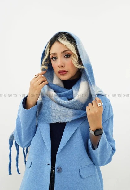 شال بیگ طرح دار پشمی کد1004605