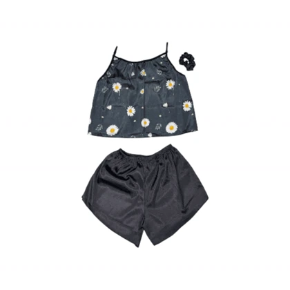 ست نیم‌تنه و شلوارک طرح بابونه 096