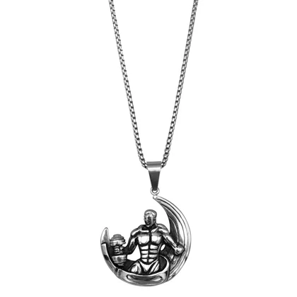 گردنبند استیل فیگور مدل جلو بازو تک دست Moon 78020
