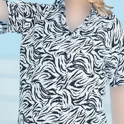 ست زنانه پیراهن آستین کوتاه و پیژامه طرحدار سفید بلکس(نیکوتن پوش) کد 63417