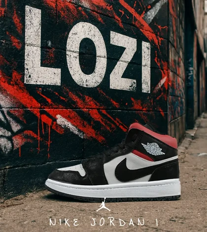 کفش کتانی ساق‌دار مردانه و زنانه مشکی سفید قرمز NIKE jordan 1 مدل 7697