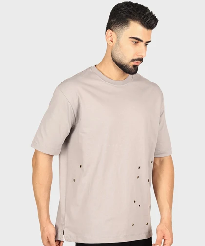 تیشرت لش مردانه طرح پانچ فلزی 1708