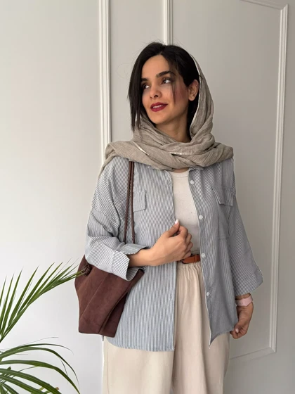 مانتو راه راه رز