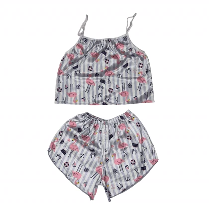 ست تاپ و شلوارک طرح فلامینگو 186