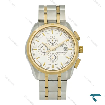 تیسوت مردانه دورنگ طلایی سه موتوره صفحه سفید Tissot-8274-G