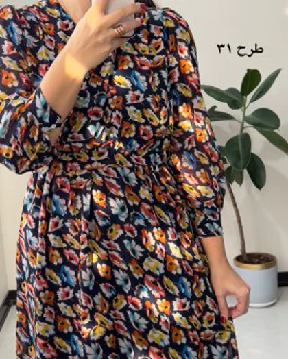 پیراهن حریر سرمه 10