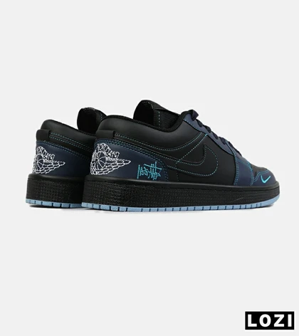 کفش کتانی مردانه و زنانه مشکی آبی NIKE jordan 1 مدل 8788