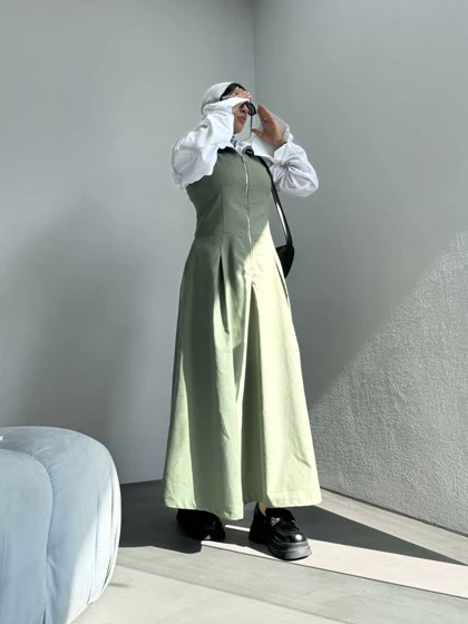 پیراهن بلند جلو زیپ
