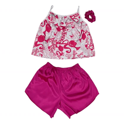 ست تاپ و شلوارک طرح باربی 040