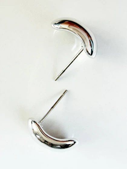 گوشواره آبکاری نقره ای منحنی