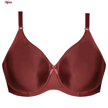 سوتین زنانه لین مدل پرسی فنردار پرلون زرشکی کد 4680-741