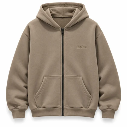 سویشرت کلاهدار مردانه مدل ZARA-خاکی