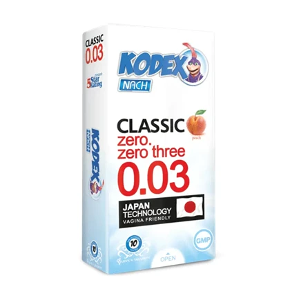 کاندوم کلاسیک 30 میکرون هلو کدکس 10 عددی