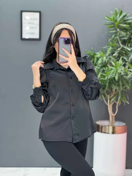 شومیز ساتن شش دکمه