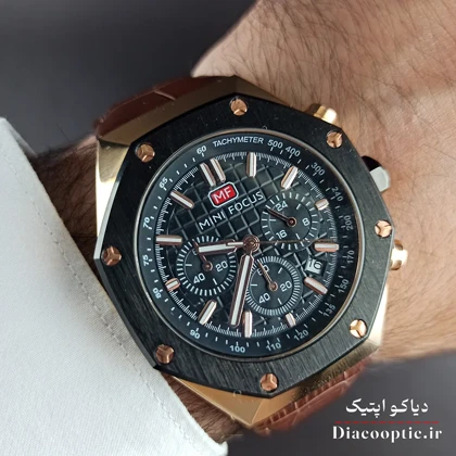 ساعت مچی مردانه اورجینال موتور ژاپنی برند مینی فوکوس سه موتور مدل Mf0417G.07 بند چرم