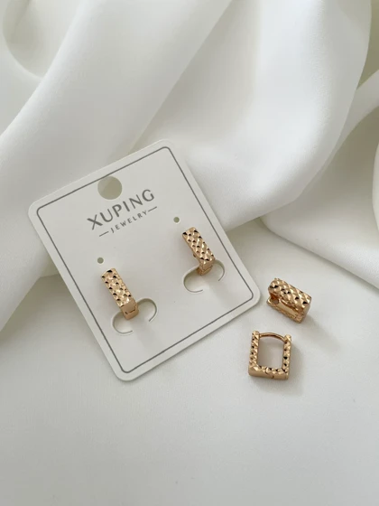 گوشواره مربع ریز تراشدار ژوپینگ