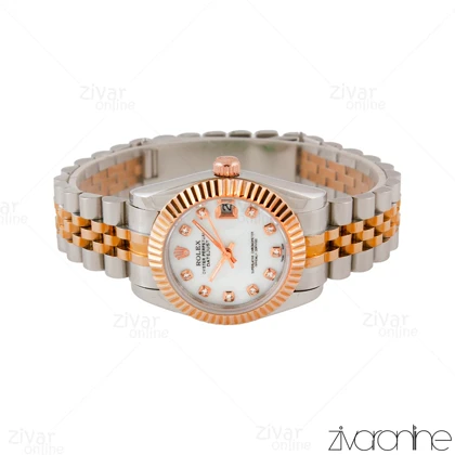 ساعت رولکس دیت جاست زنانه رزگلد صفحه صدفی 104791