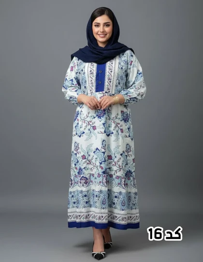 پیراهن ساحلی وارداتی دکمه دار طرح گل‌دار 7314