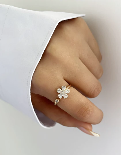 انگشتر دخترانه مینیمال طرح گل | انگشتر دخترانه مینیمال طرح گل کد 590 کد 590