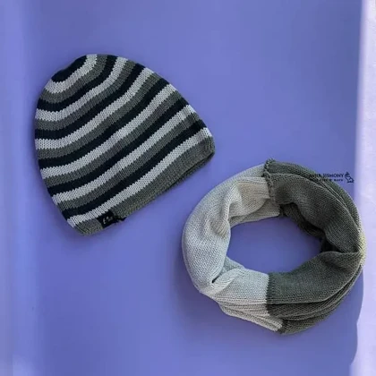 کلاه و شالگردن زمستانه طرح راه راه دورو ENDLESS