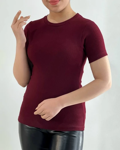 بلوز کبریتی یقه گرد کد 4470