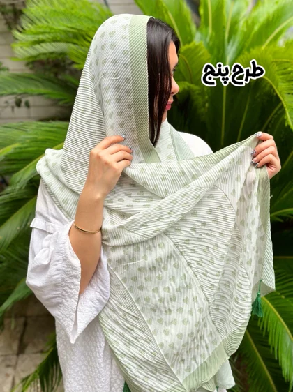 شال پلیسه سبز تابستانه 3905