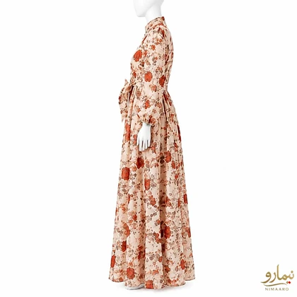 پیراهن ماکسی آبرنگی نارنجی