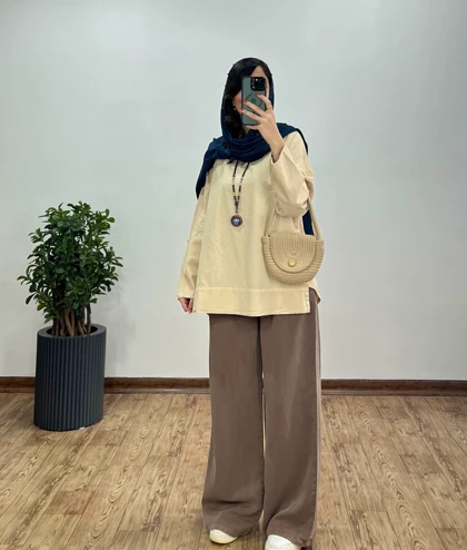 تونیک مانتویی لینن آنوشا (ارسال رایگان)(ایراد دار)