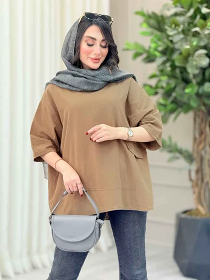 مانتو پانچ برش‌دار جیب نما