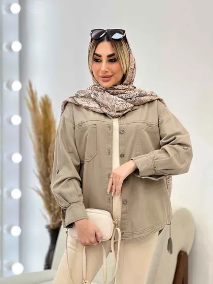 مانتو کتان دو جیب پشت پیله
