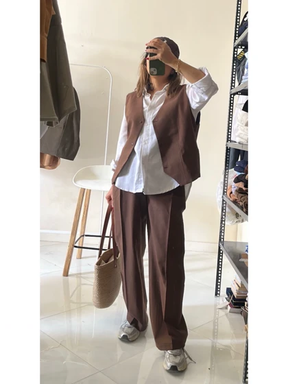 ست ژیله و شلوار لیننJemi کد 050