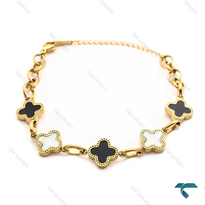 دستبند زنانه ون کلیف طلایی 5 گل VanCleef-8329-L