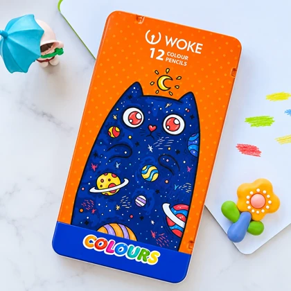 مداد رنگی 12 رنگ وک WOKE مدل 12-9800 جعبه فلزی