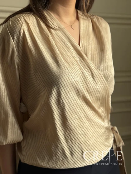 شومیز آستین پفی گل مخفی