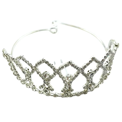 تاج مو زنانه جواهری نگین‌دار مدل دلیمارا نقره‌ای