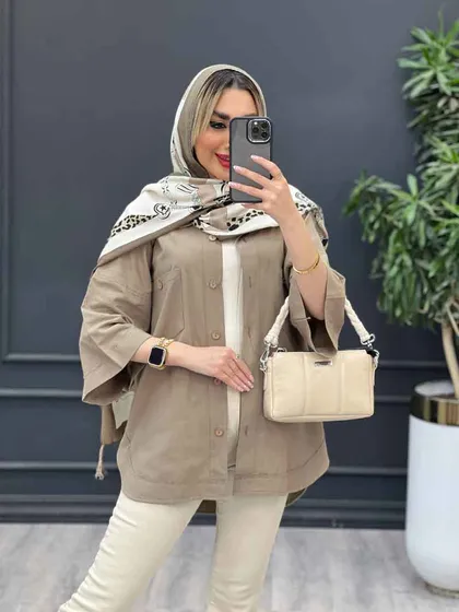 مانتو لینن جیب دکمه