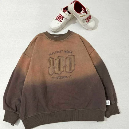 بلوز پسرانه دو رنگ قهوه ای با طرح 100