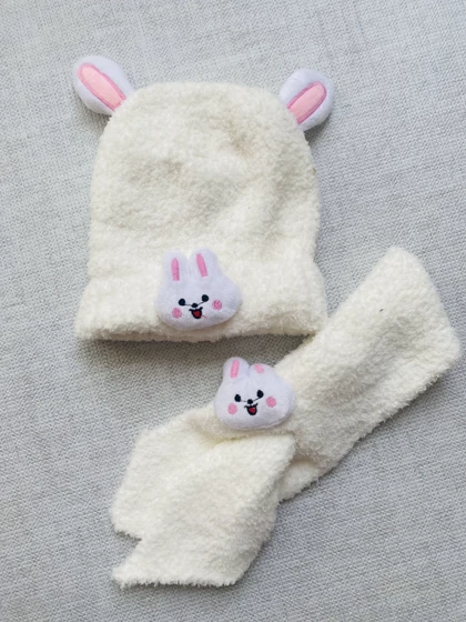 ست کلاه و شال گردن کراواتی خرگوشی