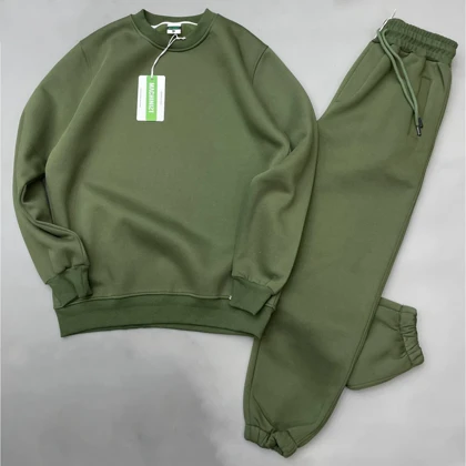 ست دورس و شلوار جاگر دم پاکش مچینست سبز ارتشی