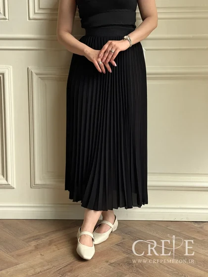 دامن پلیسه کرپ حریر قد 96