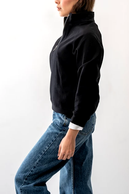 تیشرت آستین بلند نیم زیپ زنانه