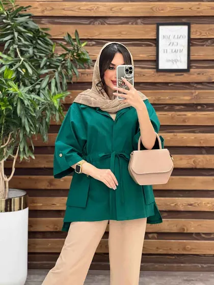 مانتو دکمه مخفی بغل جیب