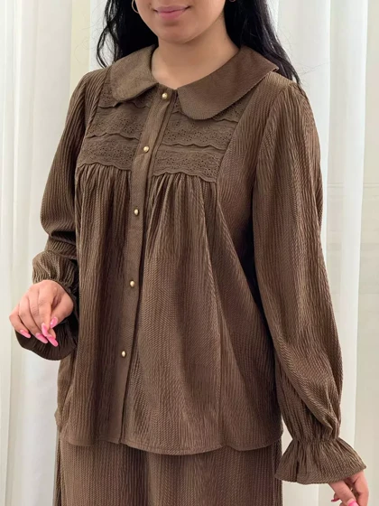 ست شومیز و دامن مخمل کد 5565